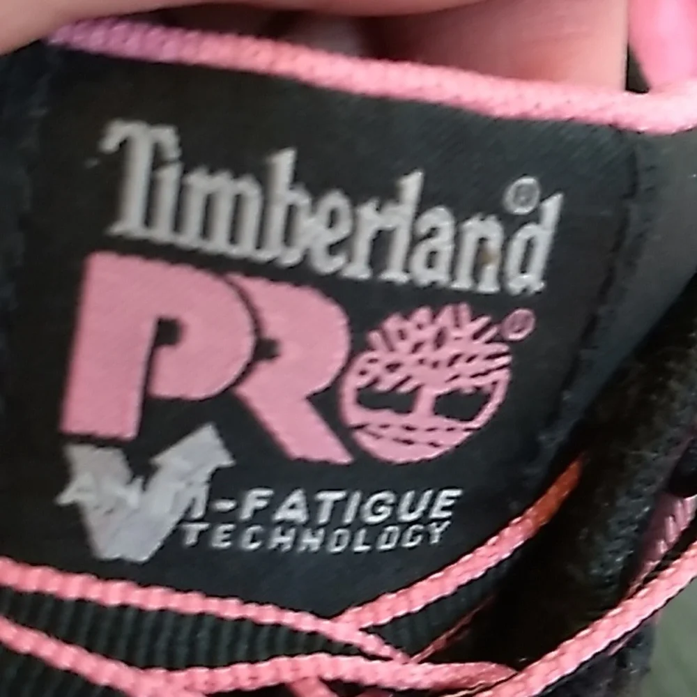 Women's Timberland steel toe anti fatigue pink and black shoes size 8.5 - Picture 8 of 10